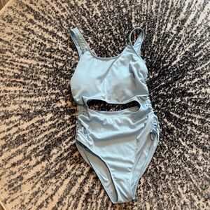Girls baby blue ribbed swimsuit Sz 16Y